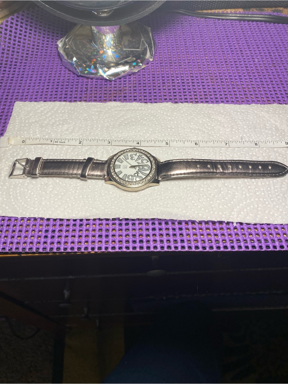 New York & Company Metallic Silver Crystal Accent Women's Watch